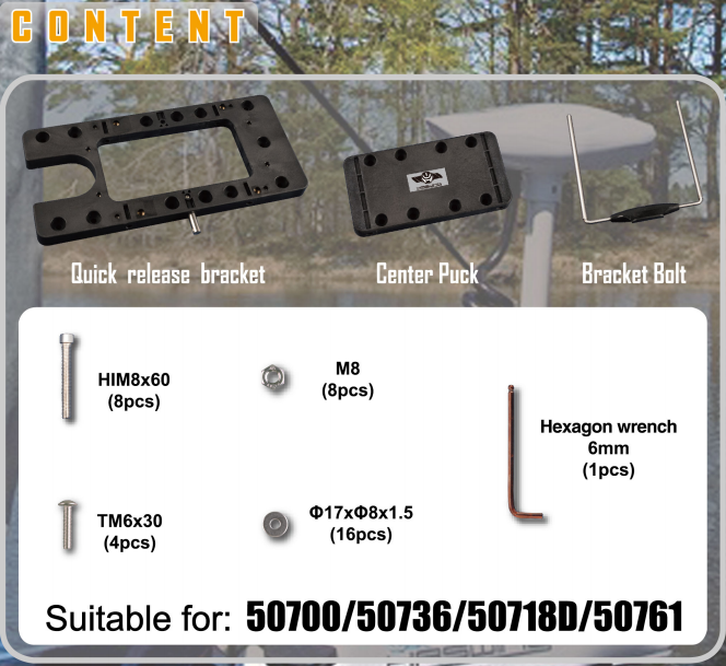 Haswing Quick Release Bracket for Bow Mount Trolling Motor