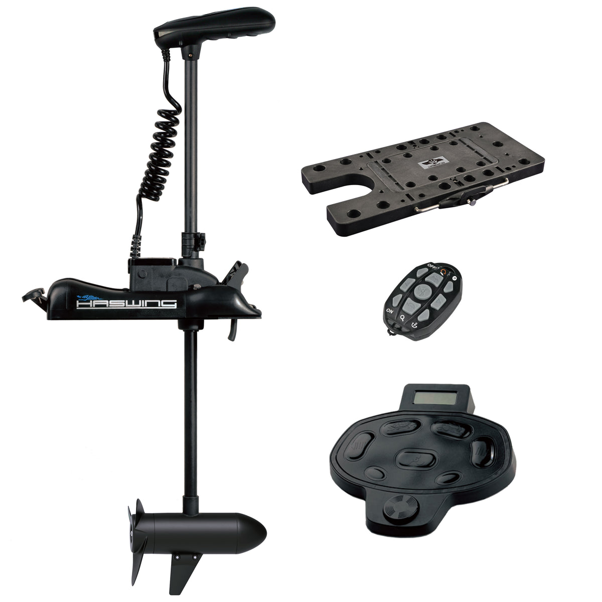 Haswing GPS 12V 55LBS 54in Bow Mount Trolling Motor - Wireless Remote, Foot Control, Quick Release Bracket