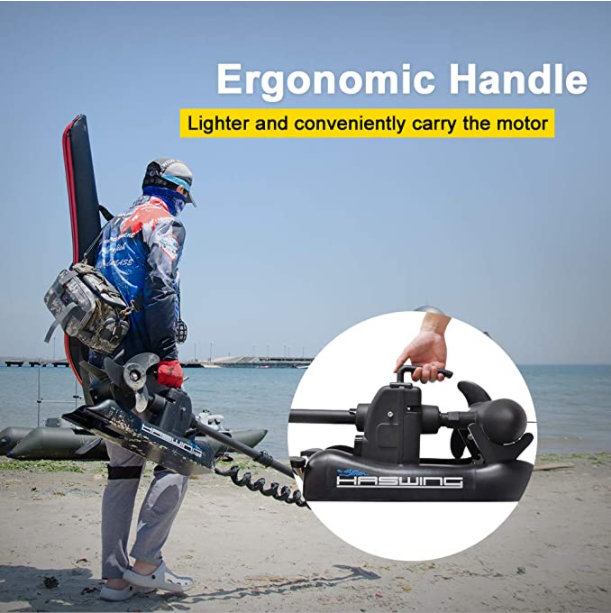 Haswing CaymanB 12V 55LBS 54in Bow Mount Trolling Motor – Wireless Remote & Wireless Foot Control, Quick Release