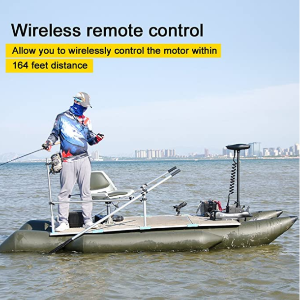 Haswing CaymanB 12V 55LBS 54in Bow Mount Trolling Motor – Wireless Remote & Wireless Foot Control, Quick Release